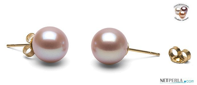 14k Gold Lavender Freshadama Freshwater Pearl Stud Earrings 9-10 mm