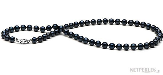 22-inch Black Akoya Pearl Necklace 6-6.5 mm AA+