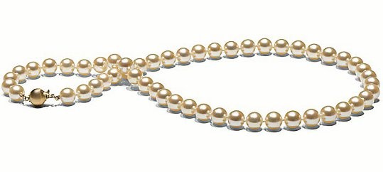 18-inch Rare Golden Akoya Pearl Necklace 6-7 mm AAA
