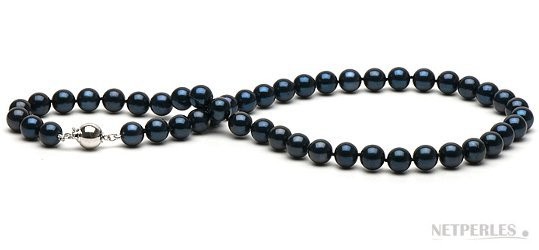 18-inch Black Akoya Pearl Necklace 7-7.5 mm AA+