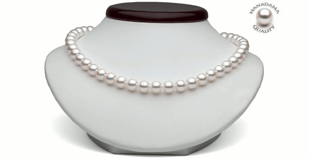 18-inch Akoya Hanadama Pearl Necklace, White 8.5-9 mm
