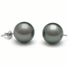 14k Gold Black Tahitian Pearl Stud Earrings 11-12 mm AA+ or AAA