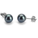 14k Gold Freshwater Pearl Stud Earrings 9-10 mm round AAA Black