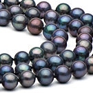 Black Triple Strand Freshwater Pearl Necklace 6-7 mm
