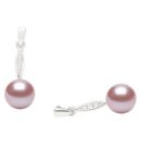Silver Lavender Freshwater Pearl Dangle Earrings with Diamonds