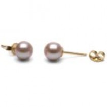 14k Gold Lavender Freshadama Freshwater Pearl Stud Earrings 6-7 mm