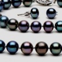 3-Piece Black Freshwater Pearl Set 18-7 Inch 7-8 mm