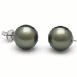 14k Gold Black Tahitian Pearl Stud Earrings 12-13 mm AA+ or AAA