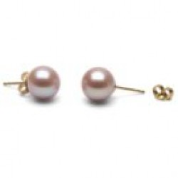 14k Gold Lavender Freshadama Freshwater Pearl Stud Earrings 9-10 mm