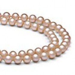 Double Strand Peach Freshwater Pearl Necklace 6-7 mm