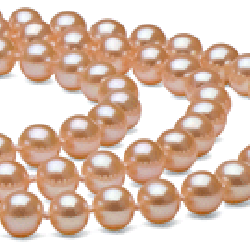 Triple Strand Freshwater Peach Pearl Necklace 6-7 mm