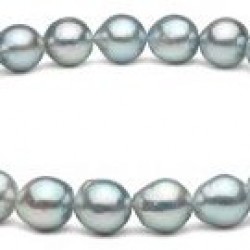 18-inch Silver Blue Baroque Akoya Pearl Necklace 8-8.5 mm