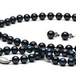 3-Piece Black Akoya Pearl Set 18-7 Inch 6.5-7 mm AA+