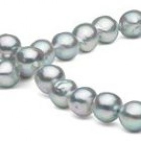18-inch Silver Blue Baroque Akoya Pearl Necklace 8.5-9 mm