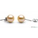 14k Gold Freshwater Pearl Stud Earrings 9-10 mm round AAA Pink to Peach