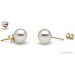14k Gold White Freshadama Freshwater Pearl Stud Earrings 6-7 mm